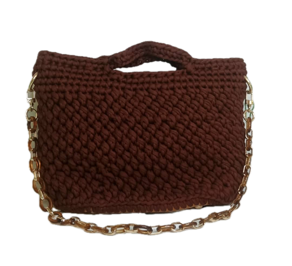 Brown crochet bag