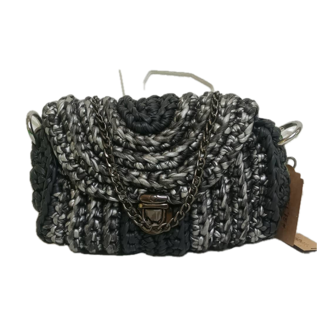 Black crochet bag